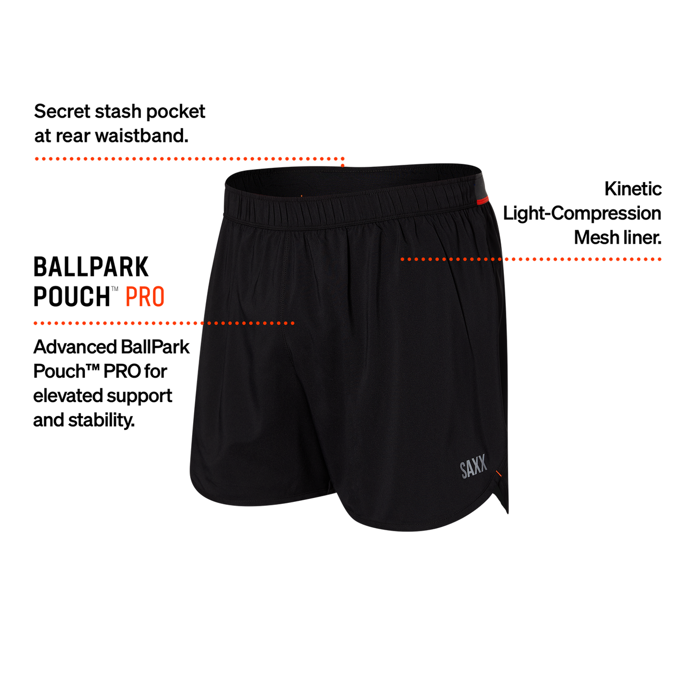 SAXX Hightail 5" 2N1 Shorts - SXSP01L-BLK